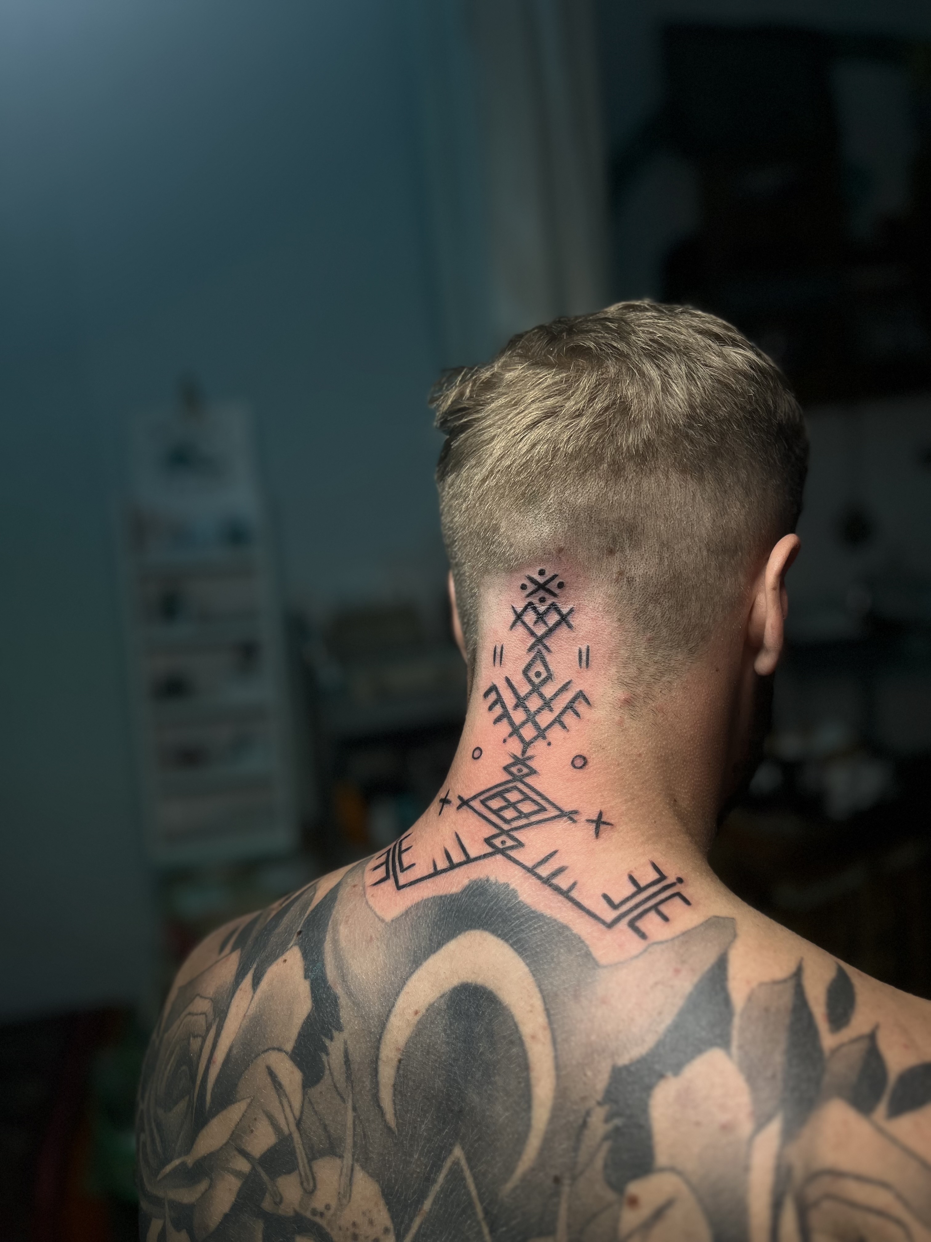 Amazigh neck tattoo